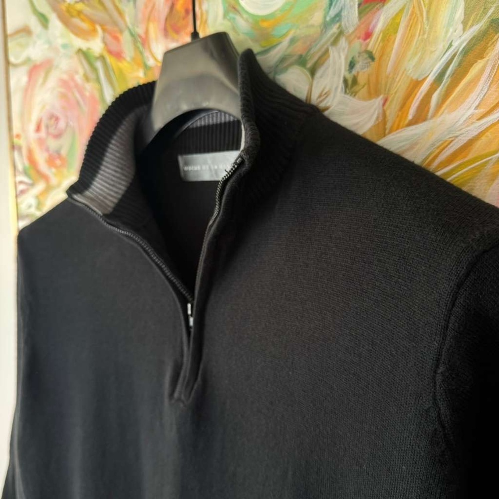 Oscar de la Renta Men’s Quarter Zip Sweater – Black - Picture 3 of 10